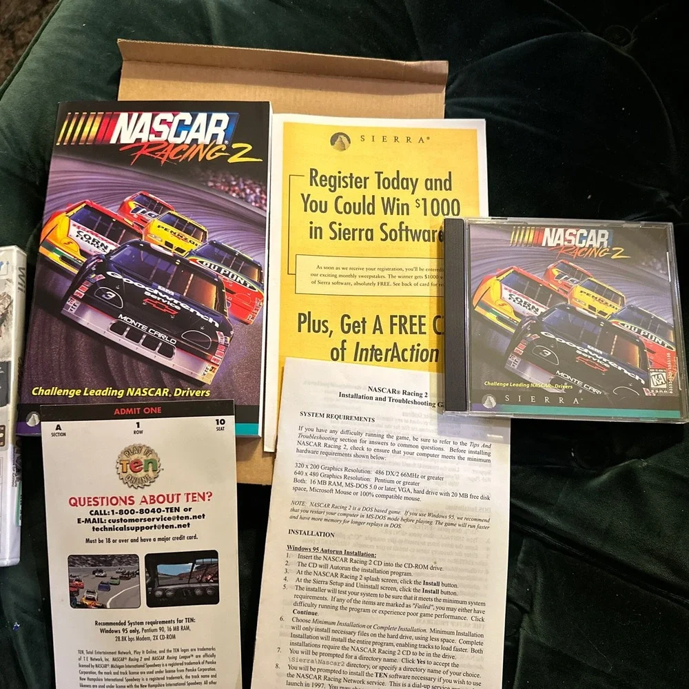 SIERRA NASCAR  RACING 2 PC VIDEO GAME VINTAGE 1994 / NEW OPEN BIG BOX *Great!*